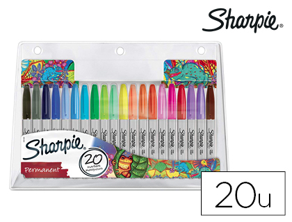 20 rotuladores Sharpie punta fina tinta colores surtidos